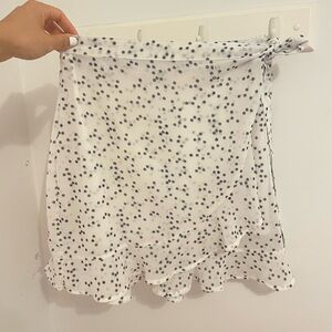 White and Black Dot Women's mini wrap Skirt nastygal
